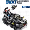 12 in 1 Militaire SWAT Gepantserde Auto Gepantserde Voertuig Vrachtwagen Model Kits Bouwstenen Bakstenen Speelgoed