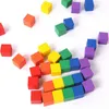 30Pcs / Lot 3 X3CM Many Colors Wooden Cubes Building Stacked Square Wood Toys