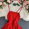 Сексуальная красная / белая вечеринка спагетти ремешок длинное платье женщин отдых пляж нерегулярный рюата высокая талия Vestidos 2021 новая весна лето y0603