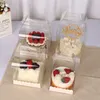 STOBAG 10 sztuk Podwyższone Przenośne Przezroczyste Birthday Cake Box Chleb Deser Pakowanie Birthday Party Supplies 210602