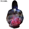 YX GIRL Galaxy Space sweats à capuche 2018 automne nouvelle mode sweat à capuche zippé Paisley nébuleuse imprimer 3d hommes femmes veste à capuche Y1120