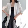 Kore Moda Takım Elbise Ceket Kadınlar Için Bahar Offical Lady Katı Bej Kadın Ceket Zarif Blazer 210608