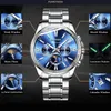 Blaue Uhr Männer Automatische Mechanische Saphir Armbanduhren Mondphase Relogio Masculino Uhren
