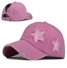 Ponytail Hats Sequin Pentagram Baseball Cap Washed Hole Classics Ball Caps Women Adjustable Outdoor Sport Headgear DD153