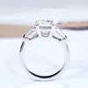 Eternal 925 Sterling silver Created Diamond Rings for Women ENGAGEMENT WEDDING 4ct Round topaz gemstone Ring Fine Jewelry