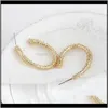 Dangle & Chandelier Drop Delivery 2021 Trendy Korean Unique Design Gold Color Oval Hoop Simple Charm Open Circle Earrings For Women Fashion J