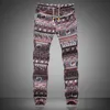 2020 Ethnic style Men's Fashion Linen Sweatpants Long Pants Flower Print slim casual Pattern Pants Man Beam foot Trousers Jogger X0615