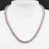 Rose Gold Pink Crystal 1 Row Tennis Chain Hip Hop Kvinnors Halsband Mäns Punk Rapper Sångare's Iced Out Bling CZ Fashion Smycken