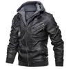 Chaifenko Men Brand Winterレザージャケットコートファッションフード付きオートバイPUカジュアルバイカーFAUX S 211111