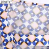 Zevity Women Vintage Geometric Print Short Sling Shirt Ladies Sexy Backless Bow Tied Blouse Roupas Chic Crop Blusas Tops LS9393 210603