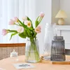 Transparent glas vas stripe form mångfärgad modern heminredning sovrum vardagsrum matbord bänkskiva dekor gåvor 210623