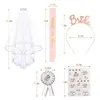 Voiles de mariée 6 pièces/ensemble mariée à être ceinture bandeau diadème voile accessoires de mariage pour enterrement de vie de jeune fille douche poule