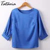 Tataria Blusa Feminina Silk Blouse Women Elegant Work Wear Plus Size White Shirt Roupas Blouses Woman Tops Summer 210514