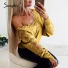 セクシーオフショルダーレースカジュアルピンクジャンパープルオーバー女性作品春エレガントな黄色いセーター210414