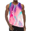 UNEY Color block Tank Tops Sleeveless Casual Beach 3D Vest Men/Woman Shirt Boy Rainbow Round neck 210623