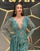 2022 Plus Size Arabic Aso Ebi Mermaid Luxurious Sexy Prom Dresses Beaded Spets Evening Formal Party Second Reception Födelsedagsklänningar Dres 234U