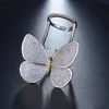 HIBRIDE Sparkling Butterfly Rings For Women Gold Color Open Adjustable Ring Luxury Jewelry R-249