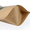 100pcs Thick Stand up Kraft Paper Clear Oval Window Zip zipper Packaging Bag Coffee Powder Snack Resealable Gifts Storage