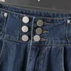 Yüksek Bel Kadınlar Katı Düğmeler Sonbahar Düz Denim Pantolon Kore Tarzı Pantolon Rahat Gevşek 18469 210415