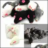 Cat Toys Real Rabbit Fur For Cat Toys Mouse With Sound 1Pc Mix Color Drop Delivery Hu01D