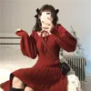 Casual Dresses Sweet Knitted Dress Women Winter Elegant Kawaii Mini Female Japanese Style Korean Party Christmas Clothes 2021