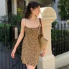 Foridol Kayış Kolsuz Baskı Boho Yaz Elbise Uzun Kadın Yeşil Çiçek Sarı Elbiseler Sundress Vintage Fransız Tarzı Elbise 220421