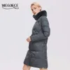 Miegofce Zimowe Kobiety Długa Bawełniana Kurtka Luksusowy Klasyczny Płaszcz Stand-Up Rex Rabbit Fur Collar Parkas D21682 211008