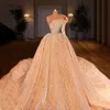 الديكور الثقيلة واحدة طويلة الأكمام فستان الزفاف الفاخرة الترتر الكرة ثوب أثواب الزفاف vestido دي novia المملكة العربية السعودية حجر الراين فستان العروس