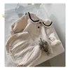Wholesale Spring Baby Girls 2-PCSソリッドカラーピーターパンカラートップ+ショーツ子供ファッション服E015 210610