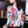 Lange mouwen Turtleneck Velours Blouse Shirt Blouse Vrouwen Blusas Mujer de Moda Print Blouse Tops Dameskleding Blusa E83 210426