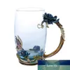 Emaille Coffee Thee Cup Mok 3D Rose Butterfly Glass Cups Bruiloft Gift TT-Beste