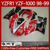 Кузов мотоцикла для YAMAHA YZF R 1 1000 CC YZF-R1 YZF-1000 98-01 Кузов 82No.18 YZF R1 YZFR1 98 99 00 01 1000CC YZF1000 1998 1999 2000 2001 OEM комплект обтекателей заводской красный blk