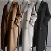 Damskie płaszcze ropowe 2021 Zimowe kobiety Solid Color dwustronny płaszcz wełniany Loose Dwukrotnie Długi Płaszcz