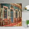 3D Européenne Rural Ville Rue Paysage Impression Rideau De Douche Pour Salle De Bains Rideaux Étanche Polyester Décor À La Maison Avec Crochets 210915