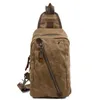 Buitenzakken heren borstpakket vaste kleur canvas schouder sling cross body militaire rugzak dagelijkse messenger tas