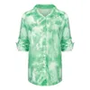 Tie-färg plus storlek toppar för kvinnor blusar nedbrytning krage långärmad kontor vintage damer skjortor casual streetwear blouse 210608