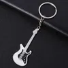 Men Womens Guitar Keychains pink blue red black Key Chain Charms for Bag Car Keyring Accessories Gift 2021 G1019