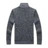 Winter Men's Fleece Sweater Coat Thick Patchwork Wool Cardigan Muscle Fit Knitted Jackets Fashionable Male Clothing for Autumn 210813