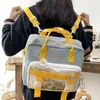 Dcimor Contrast Kleur Multifunctionele Waterdichte Nylon Vrouwen Rugzak Vrouwelijke Transparante Pocket Steck Buckle Small Schooltas 211215