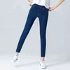 Jeans skinny elasticizzati a vita alta da donna plus size 5XL 6XL moda donna nero blu tasca mamma jeans skinny pantaloni denim elasticizzati 211111