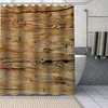 カスタムオールドウッドシャワーカーテンdiyバスルームカーテンファブリック洗浄可能なポリエステルバスタブアート装飾ドロップ210402