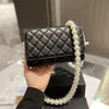 Klassiek diamantpatroon dames mode schoudertas parel ketting luxe merk handtassen straat enkel product303a