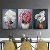 装飾的な絵画花の羽の女性抽象的なキャンバス絵画壁アートプリントポスター写真リビングルーム家の装飾210705