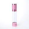 Gold Pink Cosmetic Airless Bottle 15ml 30ml 50ml Refillable Pump Dispenser Bottles For Lotion Cosmetics Container