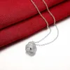 Gioielli di moda in argento sterling 18 pollici Collana con pendente a forma di palla di tessuto di fascino per le donne Regali di compleanno di nozze Catene9818706