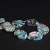 9-10PCS strand Raw Blue Stone Agates Slab Nugget Loose Beads Natural Ocean Jades Gems Slice Pendants Jewelry Making285u