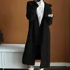 Höst vinter stickning koreanska stil tröja coat hooded kvinnor midi lång lös cardigan twist tjocka lager streetwear 210520