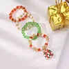 4pcs Noël Bohemian bague Ensemble de perle de verre verte rouge à la main en alliage elk cadeau pendentif femmes filles mode bijoux g1125