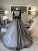 2021 Svart och elfenben gotiska bröllopsklänningar Klänningar med långa ärmar Sequined Lace Tulle Open Back Non White Colorful Bride Dress for Wedding