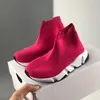 Barn designer tränare småbarnskor tjej stickade sock stövlar pojke trippel svart rosa grön löpare sneakers förskola blå gul vinter boot US 6C 6C 7C 8C 9C 10C